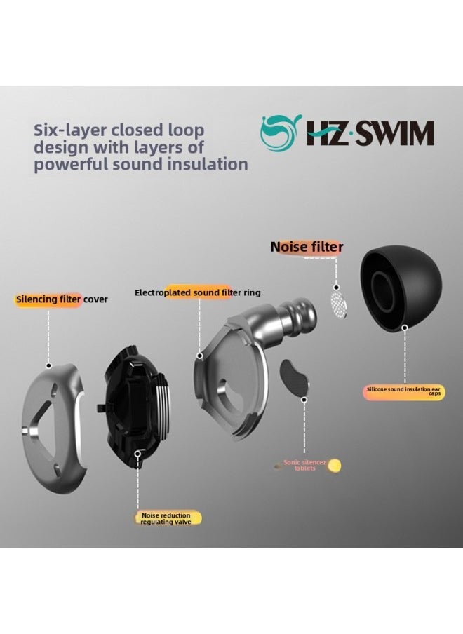 Generic - Private Mold Earplugs Advanced Decompression Button Earplugs Sleep Anti-Noise Earplugs Super Sound And Noise Reduction Earplugs-Color:Color Box + Heart-shaped Storage Box + White And Black + Black Replacement Ear Caps - Image 1