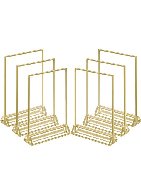 6 Pieces Gold Rimmed Clear Acrylic Table Sign Holders, Double Sided Frame with Gold Border and Vertical Stand for Wedding Table Number, Restaurant Sign, Photo Display, Menu Holder (10x15cm)