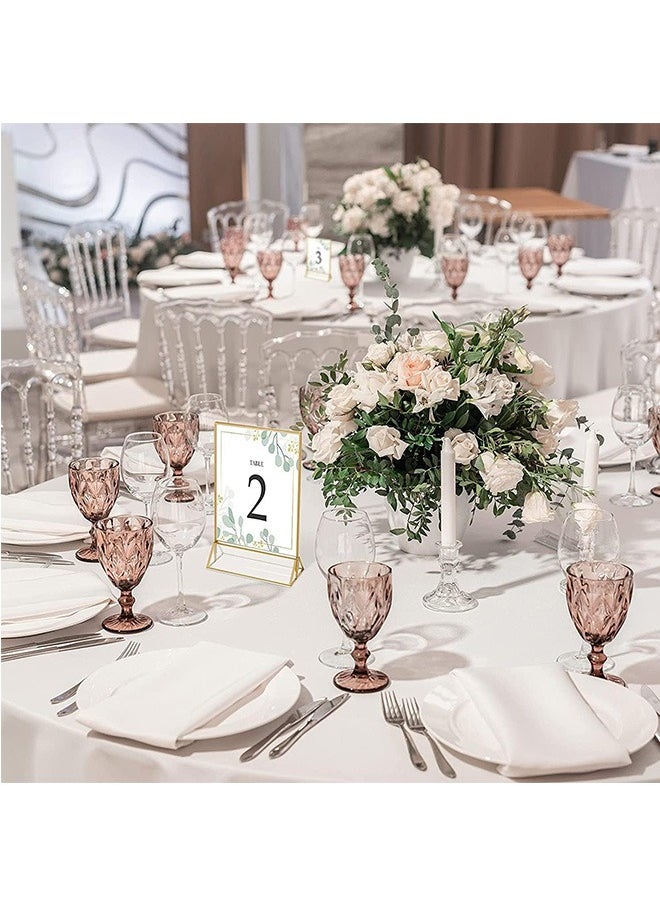 LENND - 6 Pieces Gold Rimmed Clear Acrylic Table Sign Holders, Double Sided Frame with Gold Border and Vertical Stand for Wedding Table Number, Restaurant Sign, Photo Display, Menu Holder (10x15cm) - Image 1
