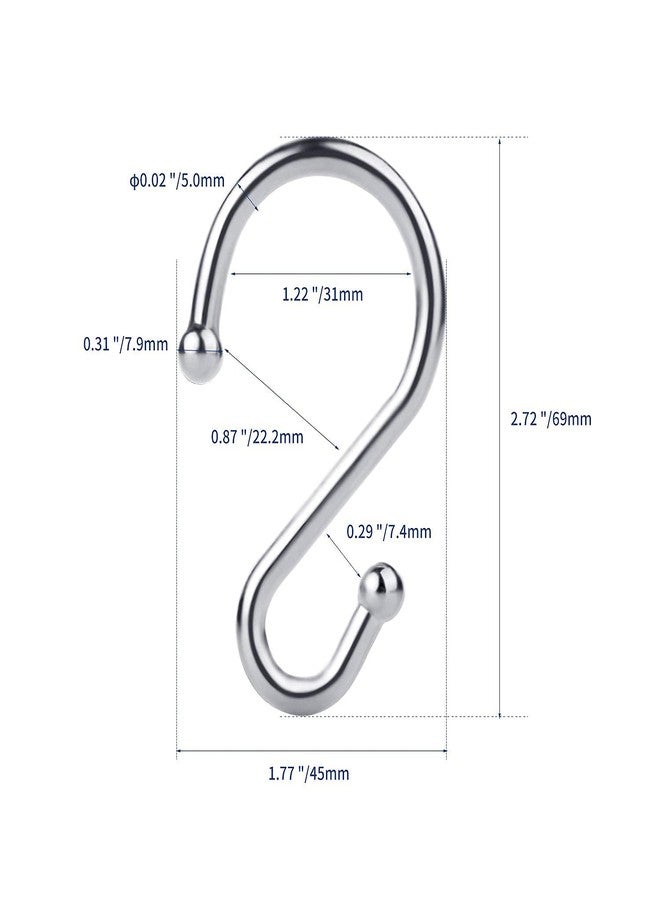 UNCONSIL Metal Shower Curtain Hooks，Set of 12 Rings，Rust Resistant S Shaped Hooks Hangers for Shower Curtains, Kitchen Utensils, Clothing, Towels, etc. (Chrome) - Image 5