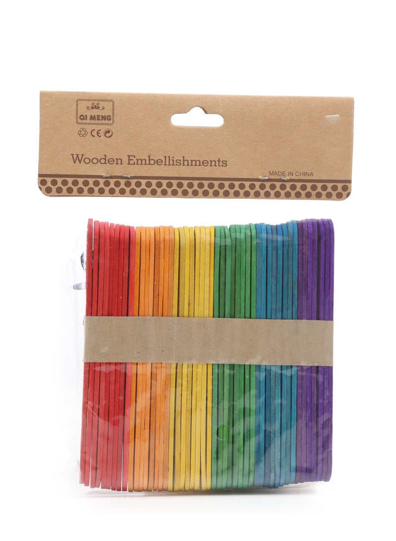 Colorful Wood Craft Candy Sticks, Natural Wooden DIY ART Popsicle Sticks, Assorted Color - Image 1
