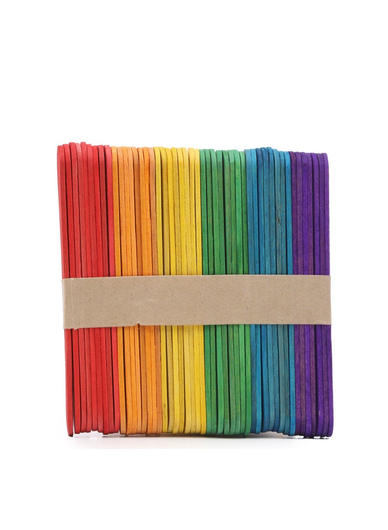Colorful Wood Craft Candy Sticks, Natural Wooden DIY ART Popsicle Sticks, Assorted Color - Image 3