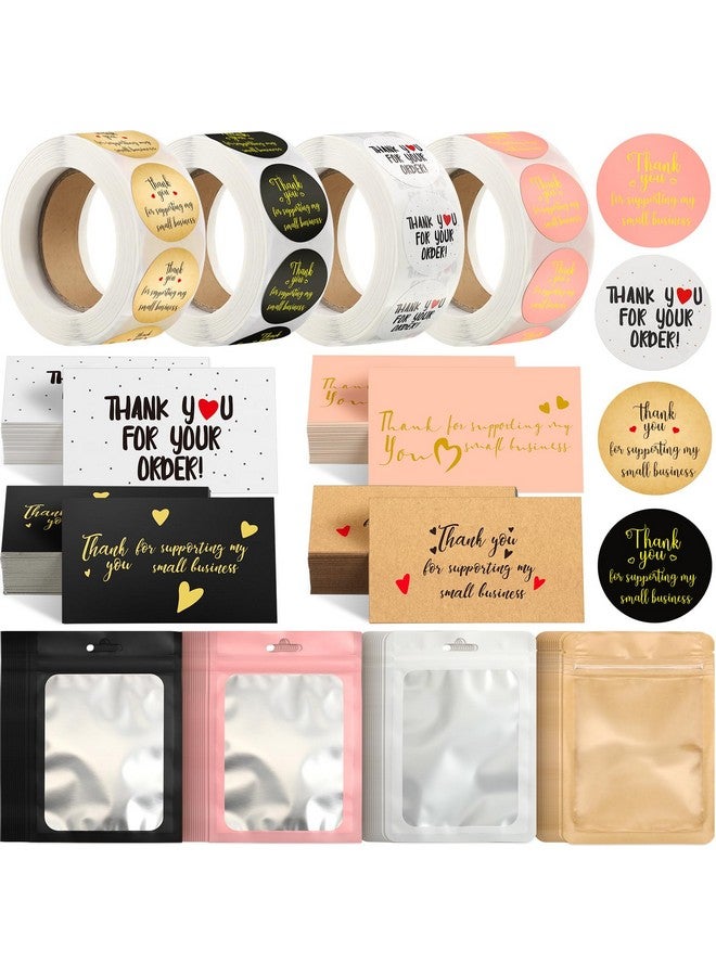 Leelosp Leelosp 2280 Pcs Christmas Thank You Cards and Stickers Small Business Packaging Supplies Bracelet Jewelry Gloss Thank You for Supporting My Small Business Stuff Essentials(Black, White, Gold, Pink)  - Image 1