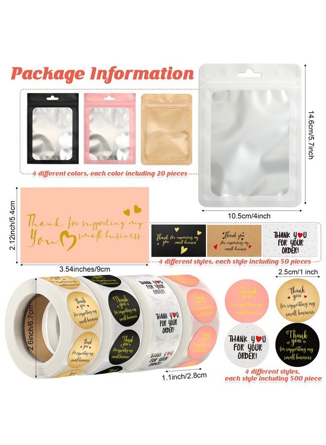 Leelosp Leelosp 2280 Pcs Christmas Thank You Cards and Stickers Small Business Packaging Supplies Bracelet Jewelry Gloss Thank You for Supporting My Small Business Stuff Essentials(Black, White, Gold, Pink)  - Image 2