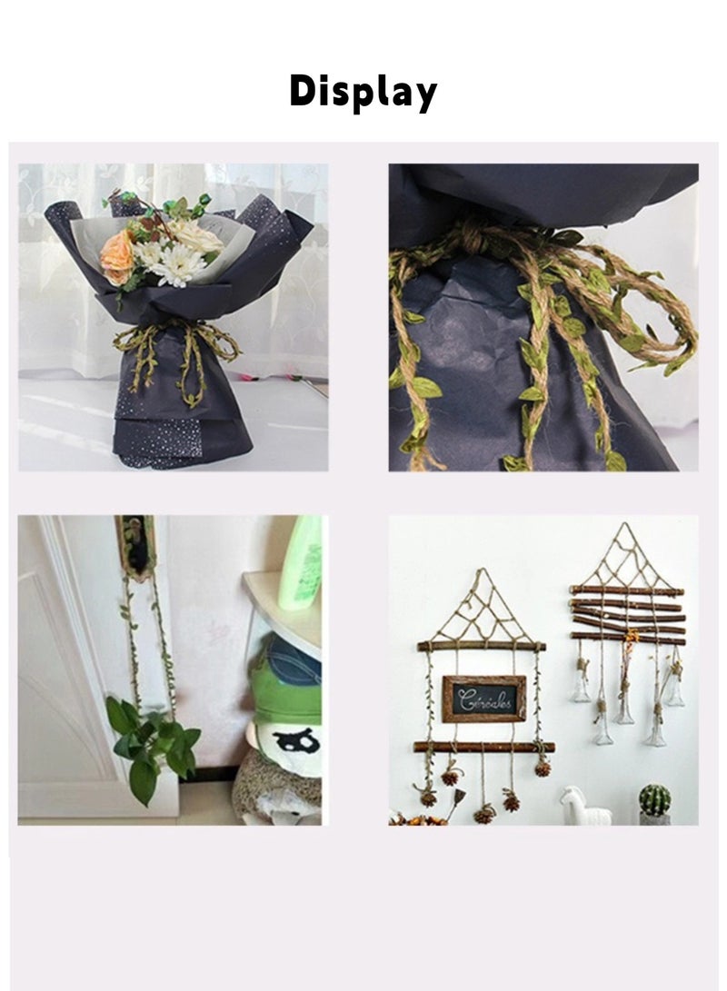 حبل من الجوت بأوراق صناعية بطول 10 أمتار - خيوط كرمة خضراء مزخرفة للأعمال اليدوية، وتزيين الغرف، وجدران الصور، وتغليف الهدايا - Image 4