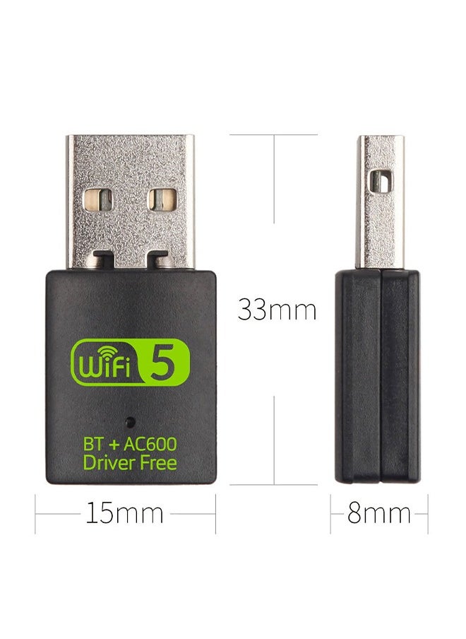 Generic - USB WiFi Bluetooth Adapter, Bluetooth WiFi Two-In-One, 600Mbps 2.4G/5G Dual-Band Wireless Network Card, 5G High-Speed Computer WiFi Receiver, for PC/Laptop/Desktop - Image 1