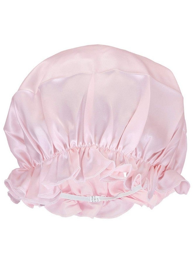 moonsix Women'S Natural Silk Night Cap Satin Sleep Caps Elastic Head Cover Bonnet For Hair Careelasticlight Pink - Image 1