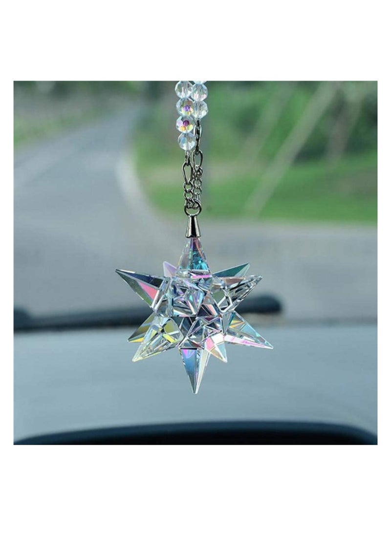 KASTWAVE Car Decor Diamond Rear View Mirror Charms Car Pendant Crystal Meteor Decoration Sun Catcher Hanging Ornament Beaded Chain Car Chandelier Bling Car Accessories - Image 2