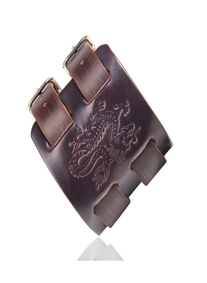 Fusamk Punk Dragon Bracelet Belt Buckle Wristband Wide Leather Bracelet,7.0-8.0inches - Image 1