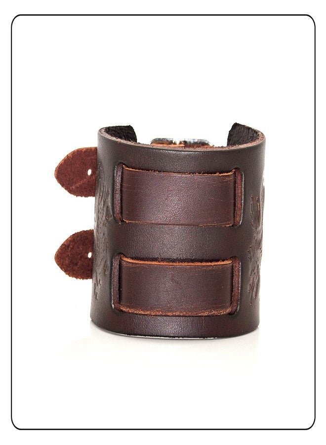 Fusamk Punk Dragon Bracelet Belt Buckle Wristband Wide Leather Bracelet,7.0-8.0inches - Image 4