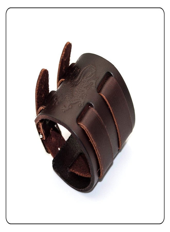 Fusamk Punk Dragon Bracelet Belt Buckle Wristband Wide Leather Bracelet,7.0-8.0inches - Image 5