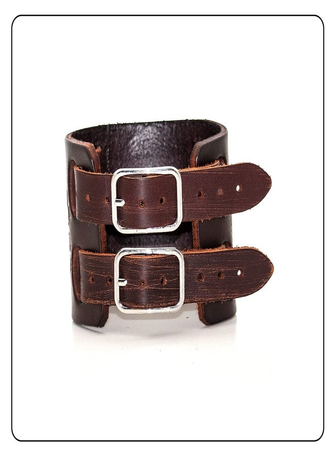 Fusamk Punk Dragon Bracelet Belt Buckle Wristband Wide Leather Bracelet,7.0-8.0inches - Image 3