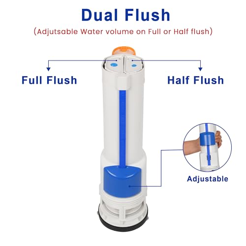 Prem's Dual Flush Plastic Valve, Water-Saving Dual Mode, Push Button Lid Operation, Durable Plastic Construction, 10 Inch - Image 4