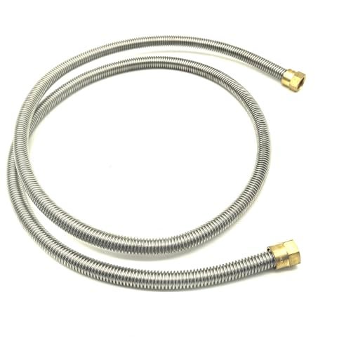 GRILLJOB 60 Inch Stainless Steel Bellow Propane Fireplace Extension Connection with 3/8" Female Flare Nuts, More Durable than Black Rubber Hose - Image 1