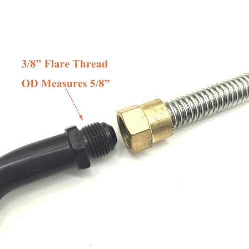 GRILLJOB 60 Inch Stainless Steel Bellow Propane Fireplace Extension Connection with 3/8" Female Flare Nuts, More Durable than Black Rubber Hose - Image 3