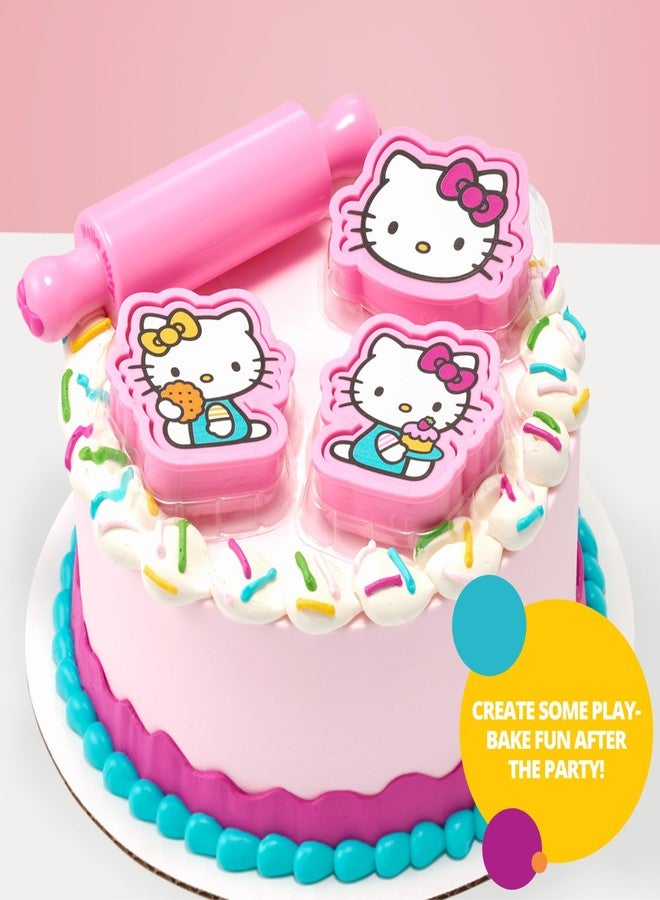 DecoPac DecoSet® Hello Kitty® Play Bake Fun Cake Topper, 7-Piece Decoration Set with Collectable Cookie Cutter Stampers And Rolling Pin, Food Safe - Image 4