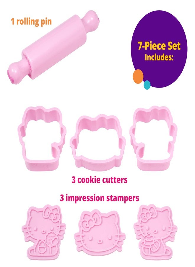 DecoPac DecoSet® Hello Kitty® Play Bake Fun Cake Topper, 7-Piece Decoration Set with Collectable Cookie Cutter Stampers And Rolling Pin, Food Safe - Image 3