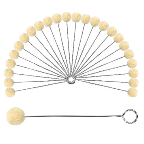 BUTUZE 25 Pcs Wool Daubers Ball Brush Leather Dye Tool with Metal Handle for Leather Dyes DIY Crafts - Image 1