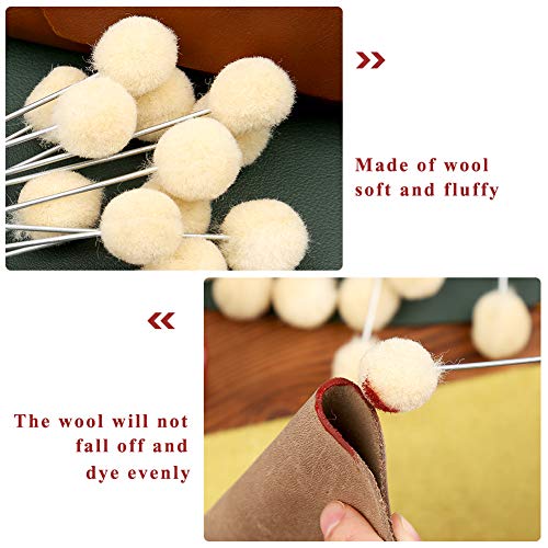 BUTUZE 25 Pcs Wool Daubers Ball Brush Leather Dye Tool with Metal Handle for Leather Dyes DIY Crafts - Image 4