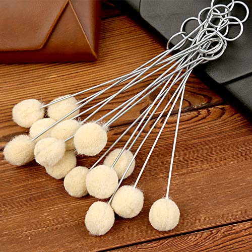 BUTUZE 25 Pcs Wool Daubers Ball Brush Leather Dye Tool with Metal Handle for Leather Dyes DIY Crafts - Image 5
