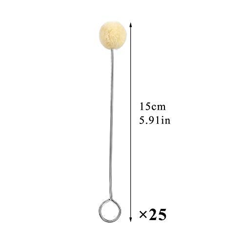 BUTUZE 25 Pcs Wool Daubers Ball Brush Leather Dye Tool with Metal Handle for Leather Dyes DIY Crafts - Image 2