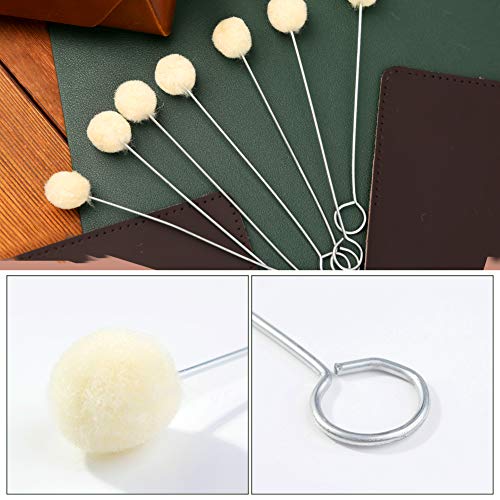 BUTUZE 25 Pcs Wool Daubers Ball Brush Leather Dye Tool with Metal Handle for Leather Dyes DIY Crafts - Image 3