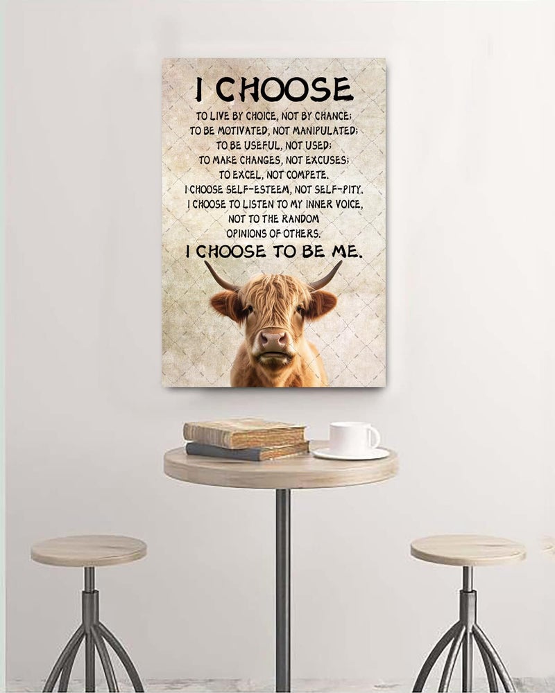 Cusde Highland Cow Metal Tin Sign I Choose To Be Me Wall Decor Motivational Inspirational Quotes Wall Art Retro Decor Vintage Decoration Posters Gifts for Bar Pub Bedroom Living Room 12x8 Inches - Image 5