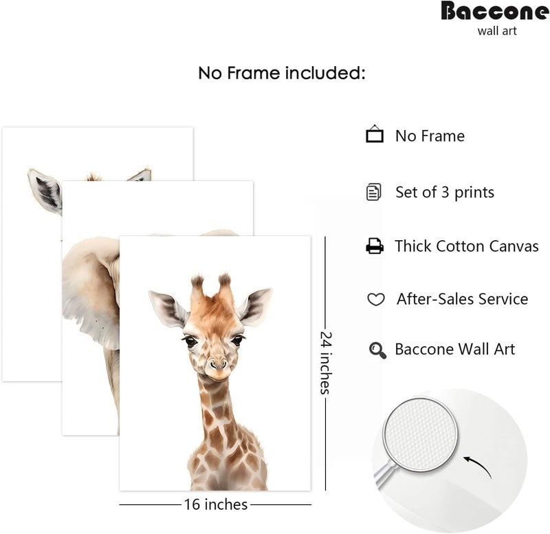 Baccone Safari Nursery Wall Art Set of 3 - Image 2