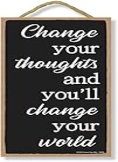 Honey Dew Gifts Honey Dew Gifts, Change Your Thoughts, Inspirational Wall Hanging Decor, Wooden Motivational Home Decorative Sign, 5 Inches by 10 Inches 