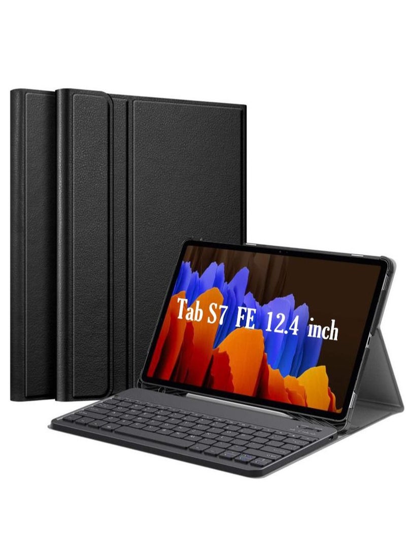 KASTWAVE - Case For Samsung Galaxy Tab S7 FE 12.4 Inch 2021  With  Detachable Wireless Bluetooth Keyboard Black - Image 1