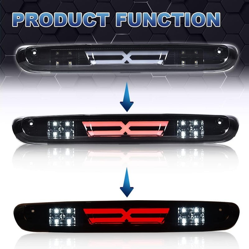 PIT66 LED 3rd Brake Light, Compatible with 07-14 Chevy Silverado/07-14 GMC Sierra/Compatible with 09-10 H-ummer H3T LED Third Brake Light Cargo Black Housing Smoke Lens - Image 4