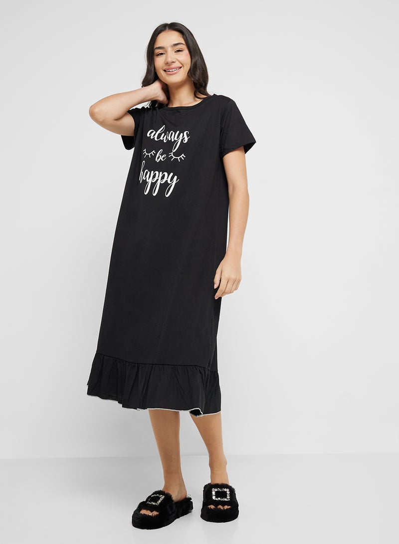 ELLA T-Shirt Night Dress With Frill Hem  - Image 1