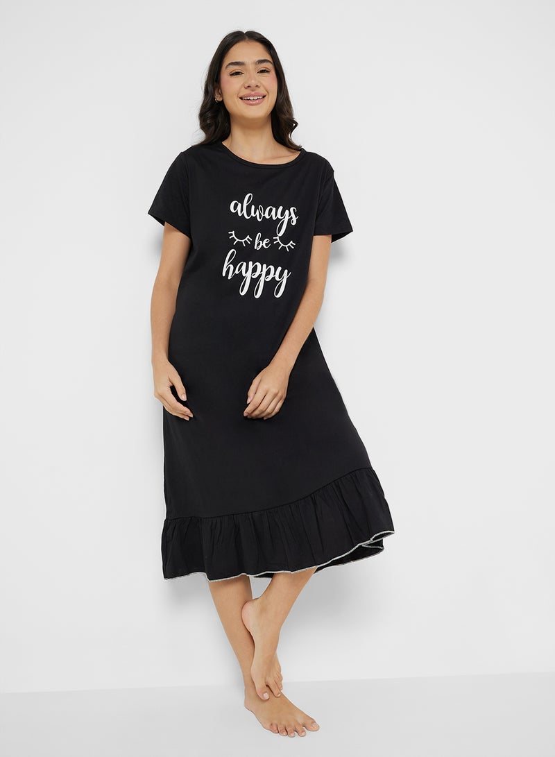 ELLA T-Shirt Night Dress With Frill Hem  - Image 4