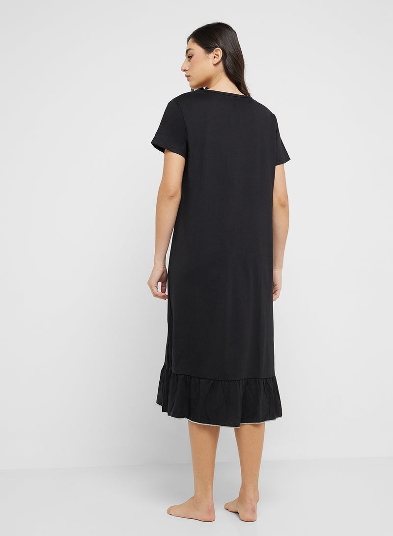 ELLA T-Shirt Night Dress With Frill Hem  - Image 2