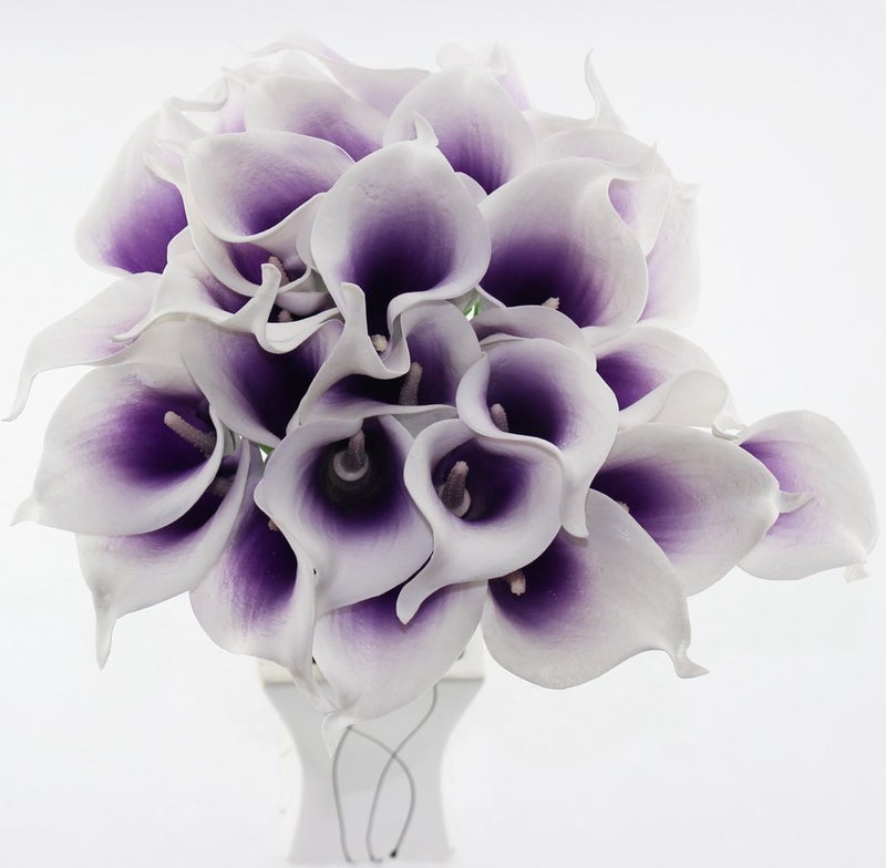 wuudi 20pcs Calla Lily Bridal Wedding Bouquet Head Latex Real Touch Flower Bouquets(Purple) - Image 5