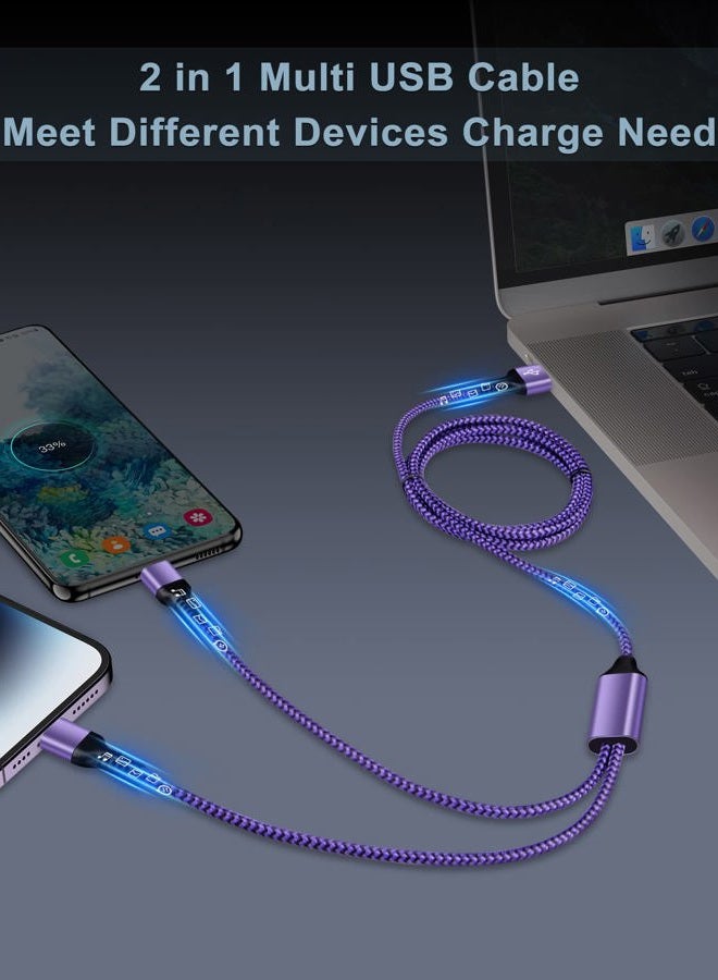 Haoano Multi Charger Cable, Lightning and USB C 2 in 1 Charging Cable Braided Multiple USB Cable Fast Charge Cord for iPhone/Android Phones for iPhone 17 16 15 Pro Max Plus 14 13, iPad, Samsung, Google-4FT - Image 3