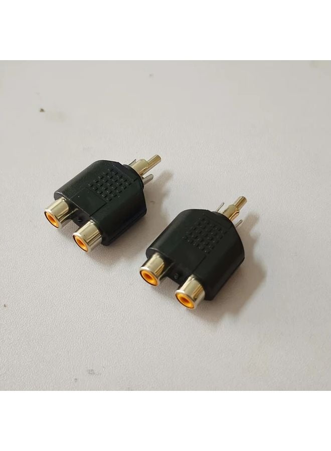 4 قطع من محول الصوت RCA أسود وأبيض، ذكر إلى أنثيين، مقسم AV - Image 5