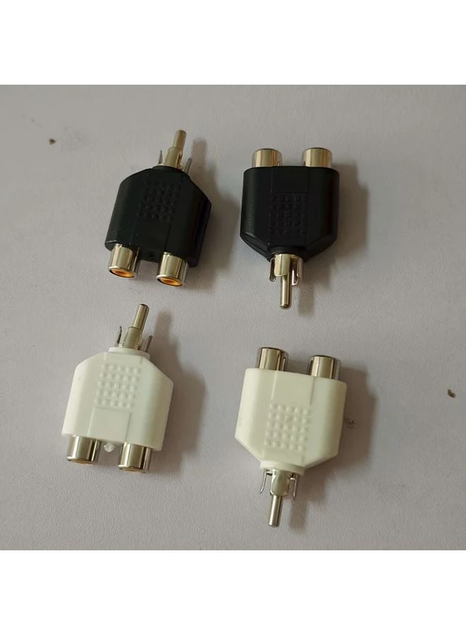 4 قطع من محول الصوت RCA أسود وأبيض، ذكر إلى أنثيين، مقسم AV - Image 2