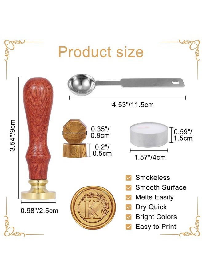 Yoption Letter Wax Seal Kit, Vintage Initial Alphabet K With Wreath Stamp and 120 Antique Gold Seal Beads - Image 4