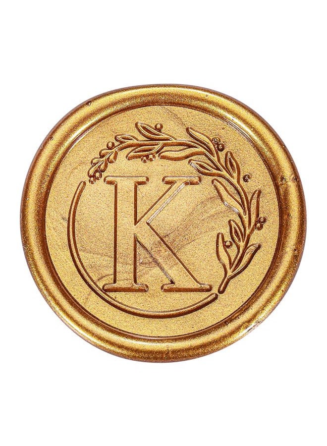 Yoption Letter Wax Seal Kit, Vintage Initial Alphabet K With Wreath Stamp and 120 Antique Gold Seal Beads - Image 3