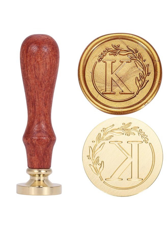 Yoption Letter Wax Seal Kit, Vintage Initial Alphabet K With Wreath Stamp and 120 Antique Gold Seal Beads - Image 2