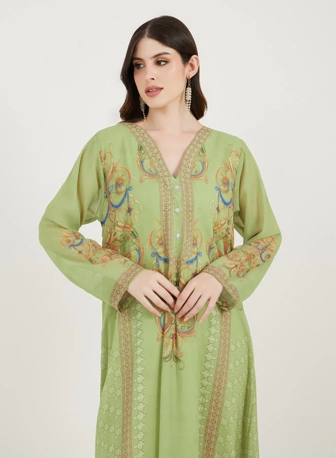 Maxim Creation Maxim Creation Printed Georgette Kaftan with Studded Detail