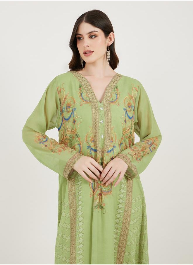 Maxim Creation Maxim Creation Printed Georgette Kaftan with Studded Detail  - Image 3