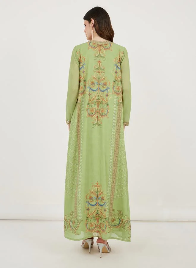 Maxim Creation Maxim Creation Printed Georgette Kaftan with Studded Detail