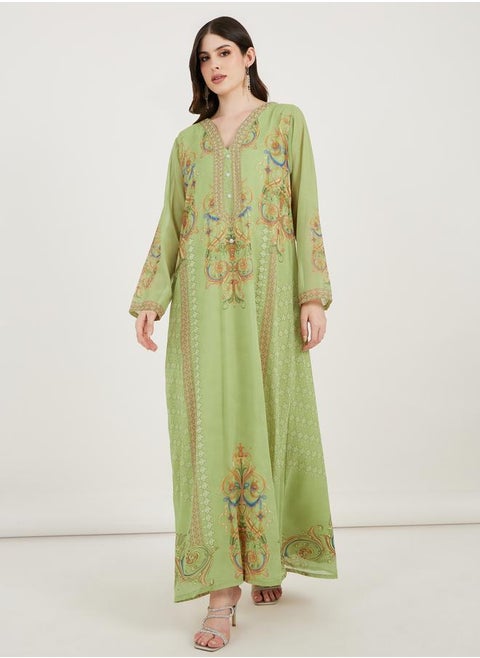 Maxim Creation Printed Georgette Kaftan with Studded Detail
