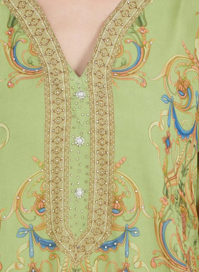 Maxim Creation Maxim Creation Printed Georgette Kaftan with Studded Detail