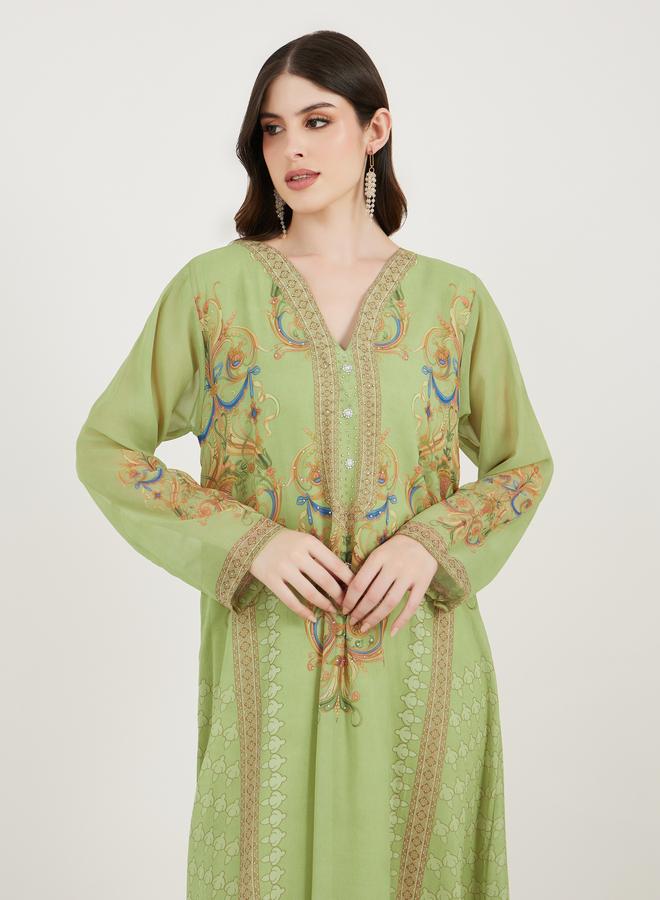 Take Two Printed Georgette Kaftan With Studded Detail - Image 3