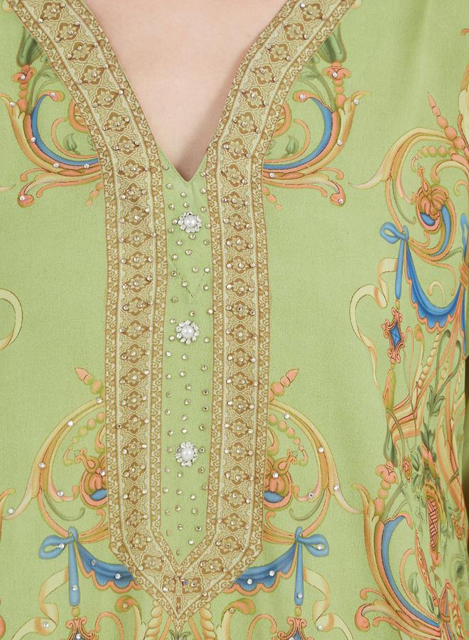 Take Two Printed Georgette Kaftan With Studded Detail - Image 4