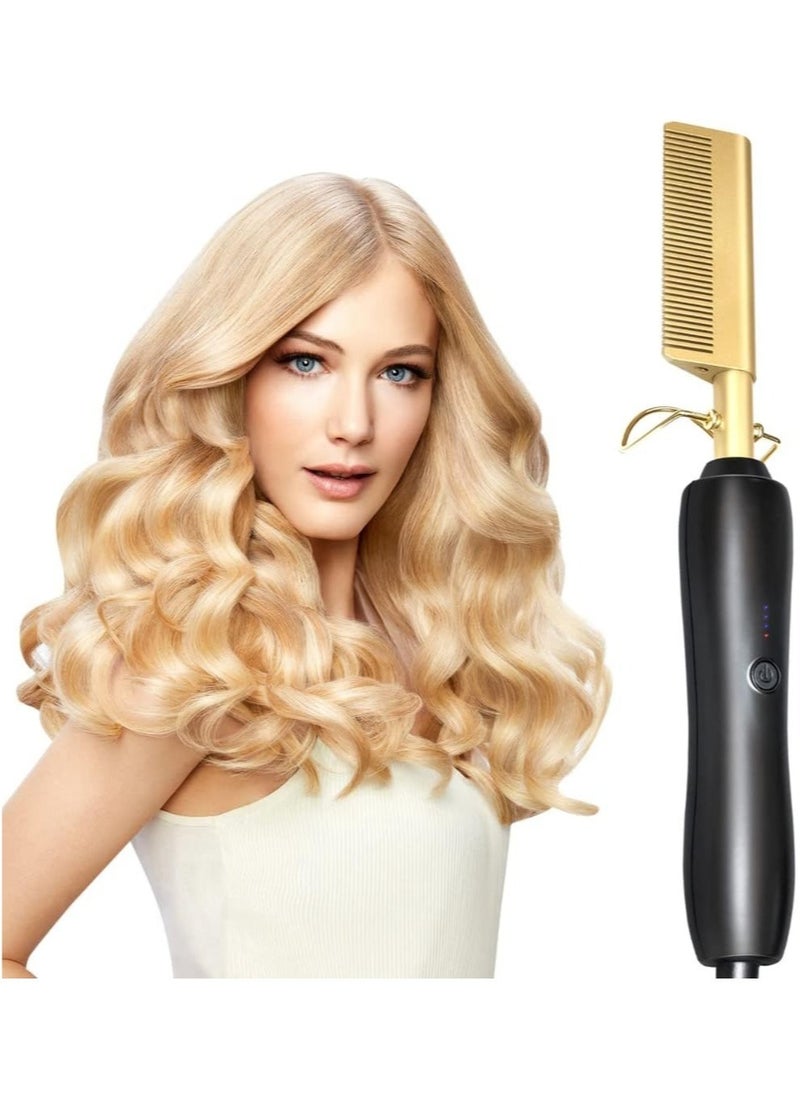 ELTRAZONE Hair Straightener Brush, Electric Heating Comb, Portable Travel Anti-Scald Beard Straightener Press Comb, Ceramic Security Curling Iron Fast Heating Hot Comb, Anti-Scald  - Image 3
