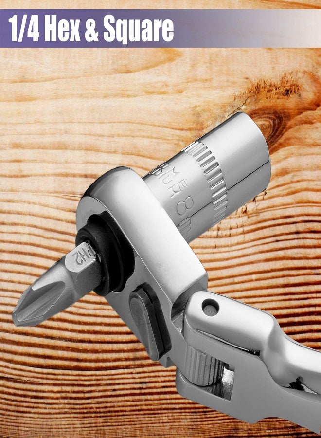 ياكاموز مفتاح ربط YAKAMOZ Flex Head Mini Ratchet، مفك براغي صغير ذو زاوية قائمة قابل للعكس، 2 في 1، 72 سنًا، مفتاح ربط سقاطة بمقبس 1/4 بوصة للمساحات الضيقة - Image 5